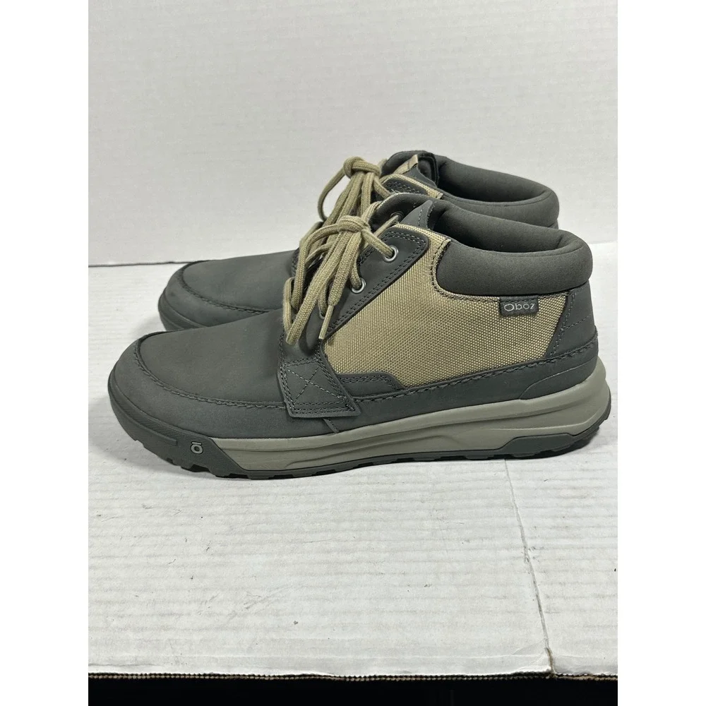 Oboz Burke Mid Mens 10.5 Gray Tan Nubuck Leather Hiking Shoes GW79201NI0423M